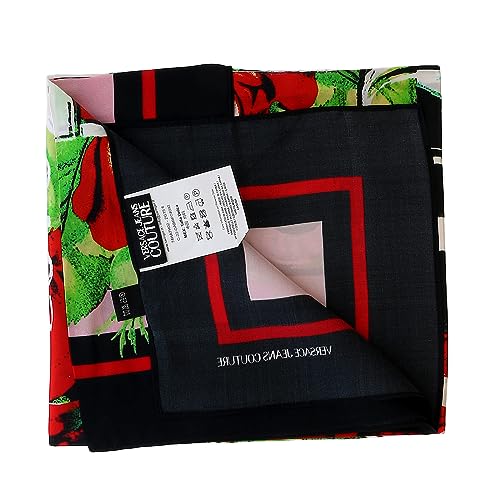 VERSACE JEANS COUTURE Black/Multi Signature Rosy Print Medium Square Scarf4