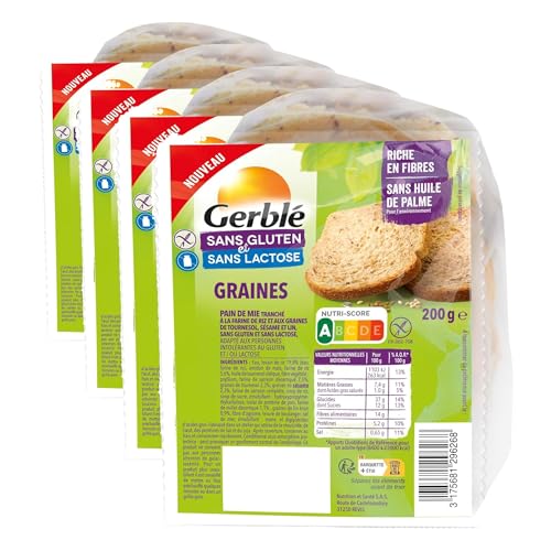 GERBLÉ – Pain aux Graines – Pain Tranché aux Graines de Tournesol, Lin et Sésame – Sans...