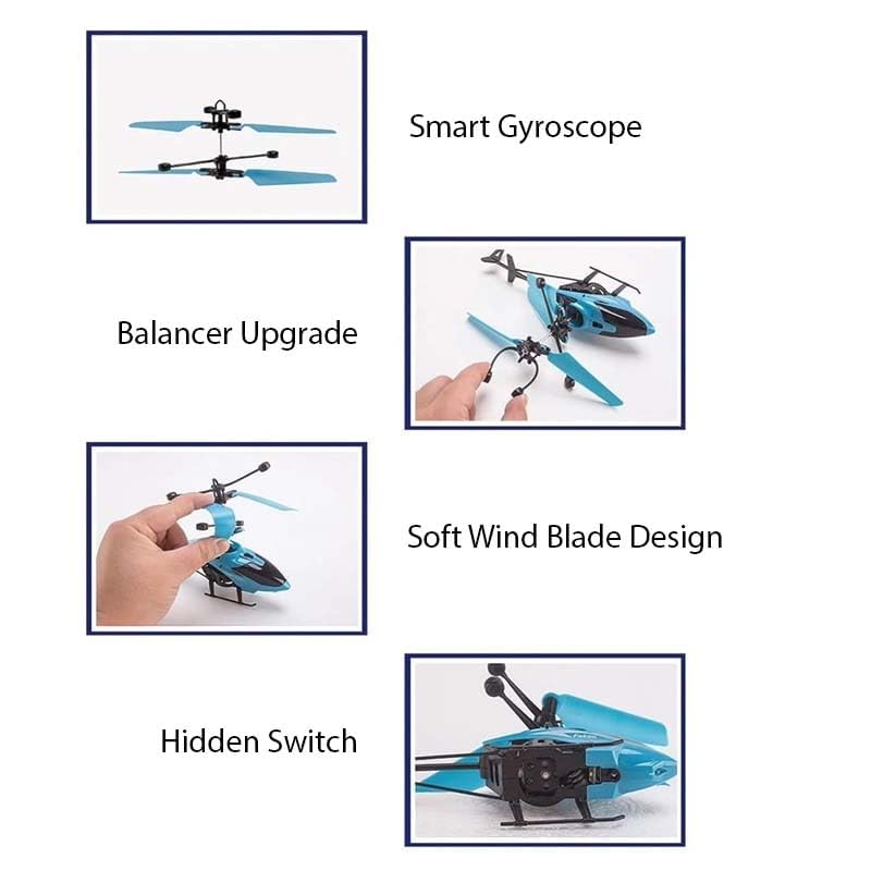 Image of Elevate Playtime with a Radio-Controlled Helicopter - Infrared Induction Flight, Gravity Control, 3D Light, USB Rechargeable for Indoor and Outdoor Flying Fun - Pack of 2