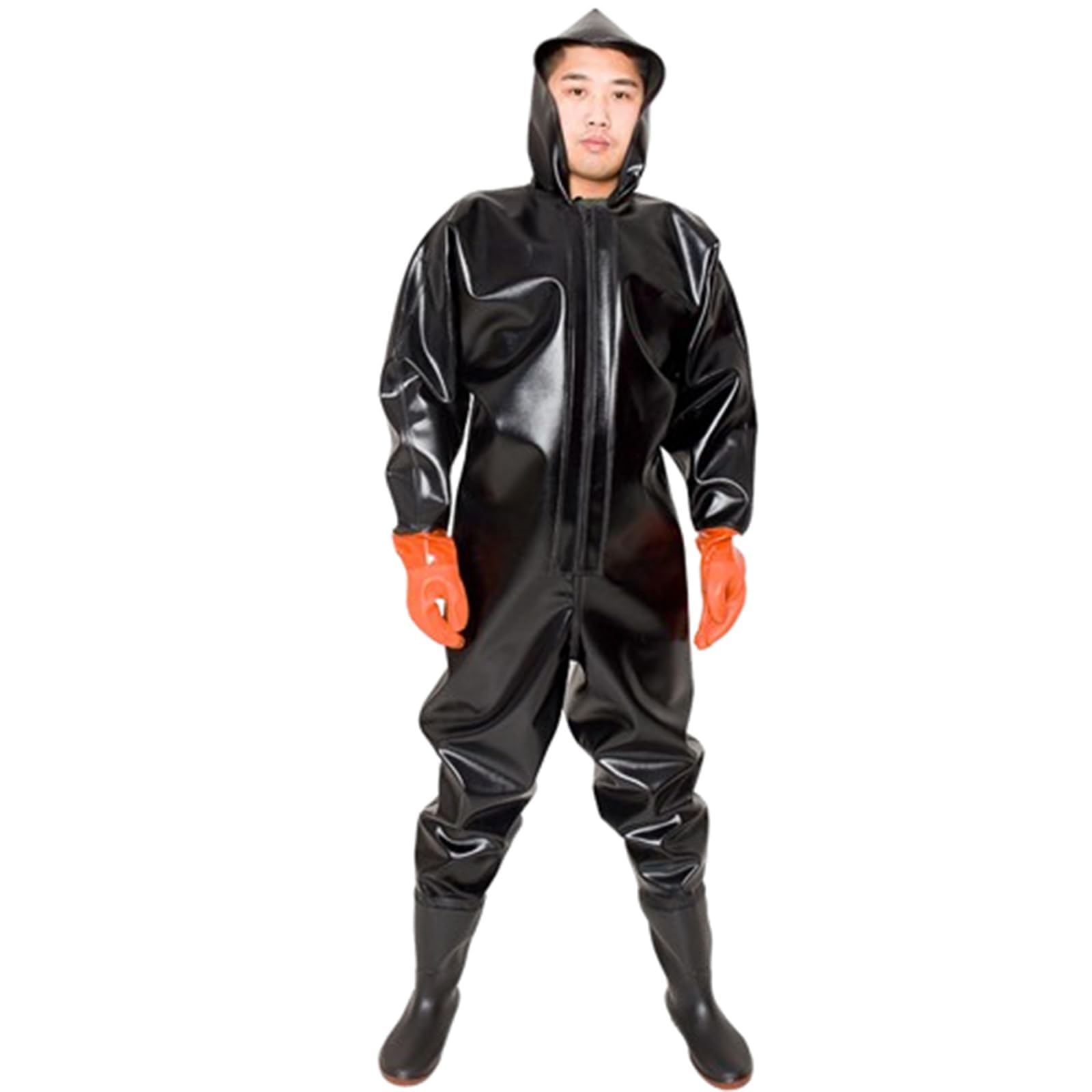 Wader con Cappello Antipioggia e Guanti, Modello Integrale Unisex con Stivali A Suola Scolpita, Impermeabile e Traspirante, Ideale per Pesca e Giardinaggio.