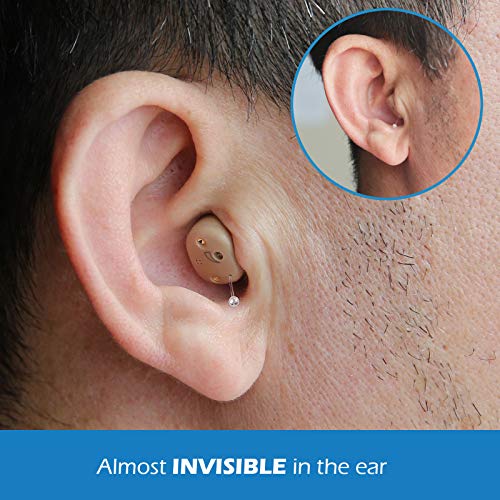 Rechargeable Hearing Amplifier To Aid And Assist Hearing Of Seniors And Adults, Invisible Mini Digital Amplifiers Small & Light, Stay Secure In The Ear When Wearing A Mask | R&L C20 Pair #TOP4