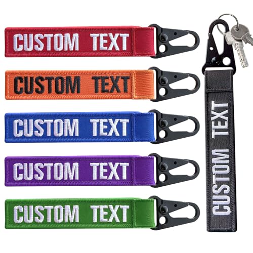 Personalized keychain, Custom Double Sided Embroidery Luggage Tags, Keychain Tag with Text/Number, Keyring Accessories For Rooms Motorcycle Car Backpacks