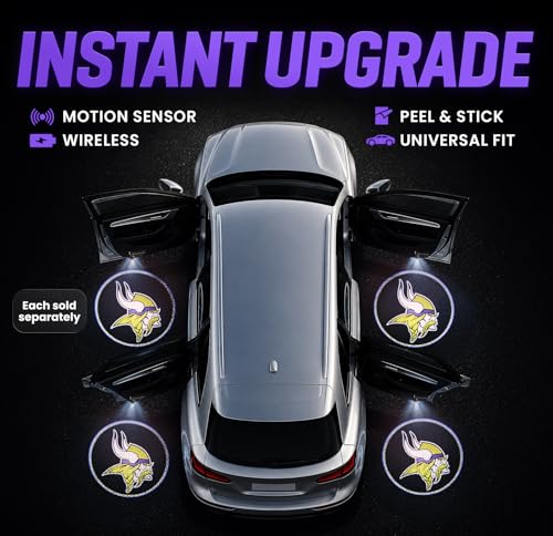 Image of LED Car Door Light - Officially Licensed NFL Wireless Projector - Show Your Team Pride - Battery Powered, Easy Install