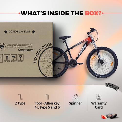 Image of Firefox Viper 26T 21 Gear Mountain Bicycle for Adult | Grey /Red | Front Suspension | Disc Brake | Alloy Frame:15inch | Ideal Rider Height:5.0''' - 5.6'' | 98% Pre-Assembled | Ideal for Mens
