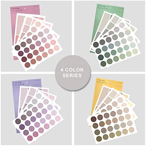 BLMHTWO 16 Sheet Scrapbook Stickers Color Coding Sticker Labels Dots Labels Stickers Square Labels Stickers for Arts DIY Crafts Album Journal Scrapbook Card Gift Wrapping (4 Theme Colors)
