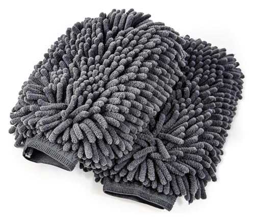 Compatible con 2 manoplas de microfibra for lavado coche, guantes chenilla absorbentes