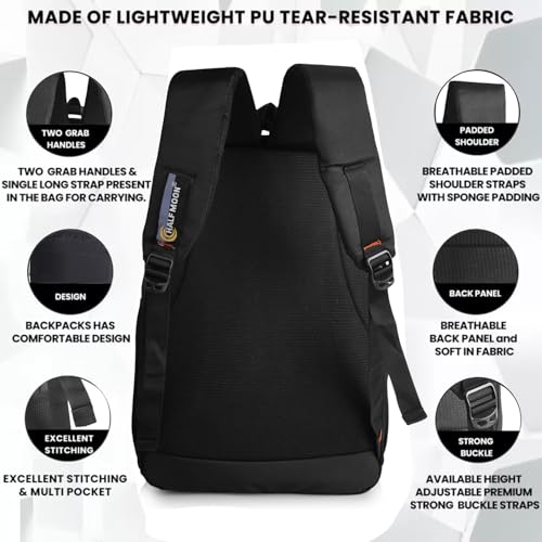 Image of Half Moon Apex 35L Spacious Laptop Backpack for Men & Women | Water Resistant College & Office Bag with AUX /Headphone Port | Tear-Resistant Tech Backpack (Fits Up to 15.6 Inch Laptop) (Black)