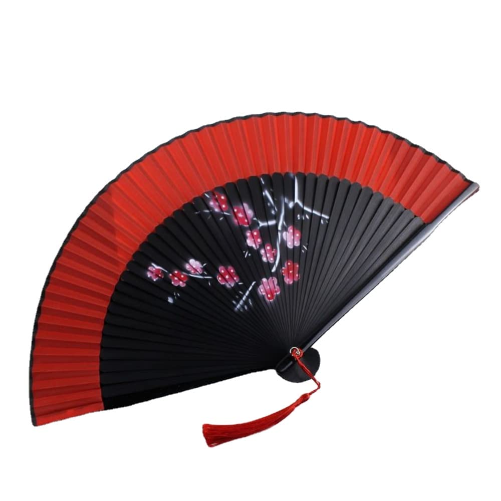 Éventail pliant de style ancien chinois en rouge impérial XIALON
