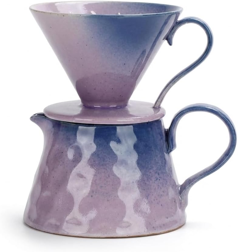 Ceramic Pour Over Coffee Maker Set 15oz/450ml Coffee Dripper with 40pcs Cone Paper Filters, Reusable Pour Over Coffee Cone for Home, Cafe, Restaurant, Camping