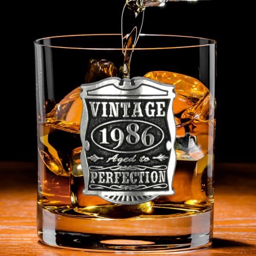 English Pewter Company Vintage Years 1986 40th Birthday or Anniversary Old Fashioned Whisky Rocks Glass Tumbler - Unique Gift Idea For Men [VIN004] by English Pewter Company Sheffield, England - Image 2