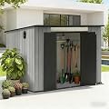 Domi 6x9FT Lean to Resin Shed, Plastic Outdoor Storage Shed with Carpet, Outside Storage Building for Garden Tools, Bike, Lawn Mower, Yard