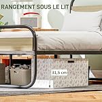 HOMCOM Cadre de lit Double 140 x 190 cm lit 2 Personnes Style Industriel avec Rangement, sommier, tête et Pied - Montage Facile, en Bois et Acier, Aspect Bois