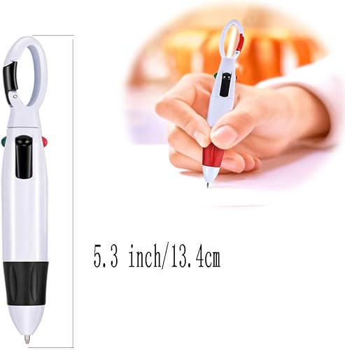 Miniatura 2 de Bolígrafos retráctiles multicolor de 0.028 in, tinta de 4 colores (negro, azul, rojo, verde) en un bolígrafo con mosquetón y llavero en la parte