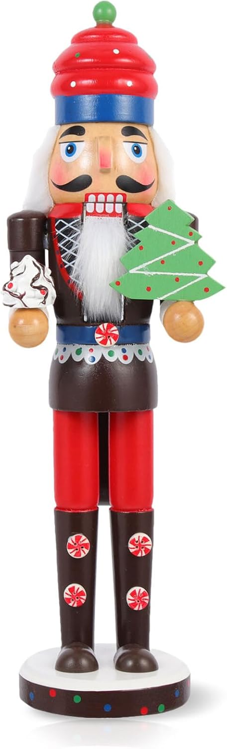 Christmas Wood Nutcracker Figurine Desktop Decoration Wooden Xmas Nutcracker Craft Holiday Table Ornament for Home Seasonal Décor