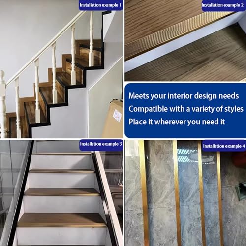 Protector antideslizante for escaleras con borde de aluminio de 3 piezas adaptable 3