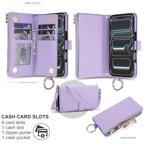 Coque iPhone 17 Pro Max Asuwish avec fermeture éclair sangle et verre trempé
