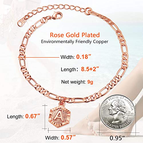 Rose Gold Anklet Women Initial A Ankle Bracelet Foot Chain Figaro Cuban Link Anklets #TOP5