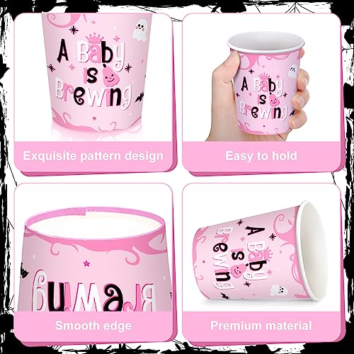 Dandat DANDAT-DSG123 120 Pack Halloween Baby Shower Cups Disposable A Baby Is Brewing Cups Halloween Little Boo Baby Shower Decorations Halloween Gender Reveal Party Supplies Halloween Cups 9 Oz thumb #3