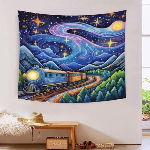 Tapisserie murale effet 3D train décor de chambre et salon