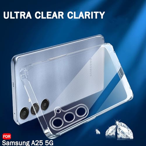 Image of TheGiftKart Back Cover Soft Case for Samsung Galaxy A25 5G | Best Camera Protection | Inbuilt Dust Plugs & Anti-Slip Grip | Ultra Clear Slim Back Cover Case for Samsung A25 5G (Silicone, Transparent)