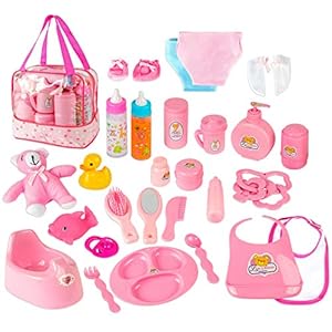 fash n kolor Doll Feeding Set | Set Includes Baby Doll Accessory’s, Doll Diapers, Diaper Bag, Magic Bottles, Potty and Bath Toys | 26 Changing and Other Accessories for 3+ Years Kids