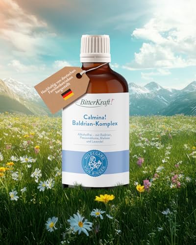 Calmina! Baldrian-Komplex 100 ml – Tropfen mit Baldrian, Hopfen & Lavendel + Vitamine – Schlaf-Tropfen - entspannend - vegan & alkoholfrei – 100% Natur - Made in Germany
