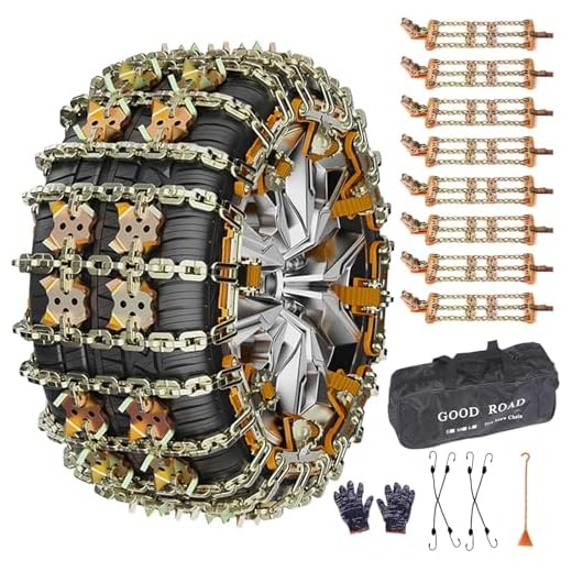 Tire 【8-Pack Full Set】Universal Snow Chains for SUVs & Trucks | Heavy-Duty Traction for 175-265mm Tires | All-Wheel Emergency Anti-Skid ProtectionChains for Car/SUV/Pickup Truks