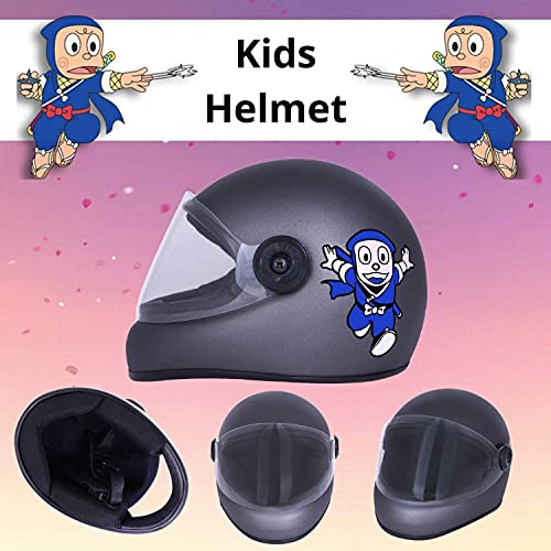 Image of Sage Square Adjustable Cartoon Design Full Face Helmet for Kids Baby Safety and Comfort. (3-12 Yrs) (Grey Matte)