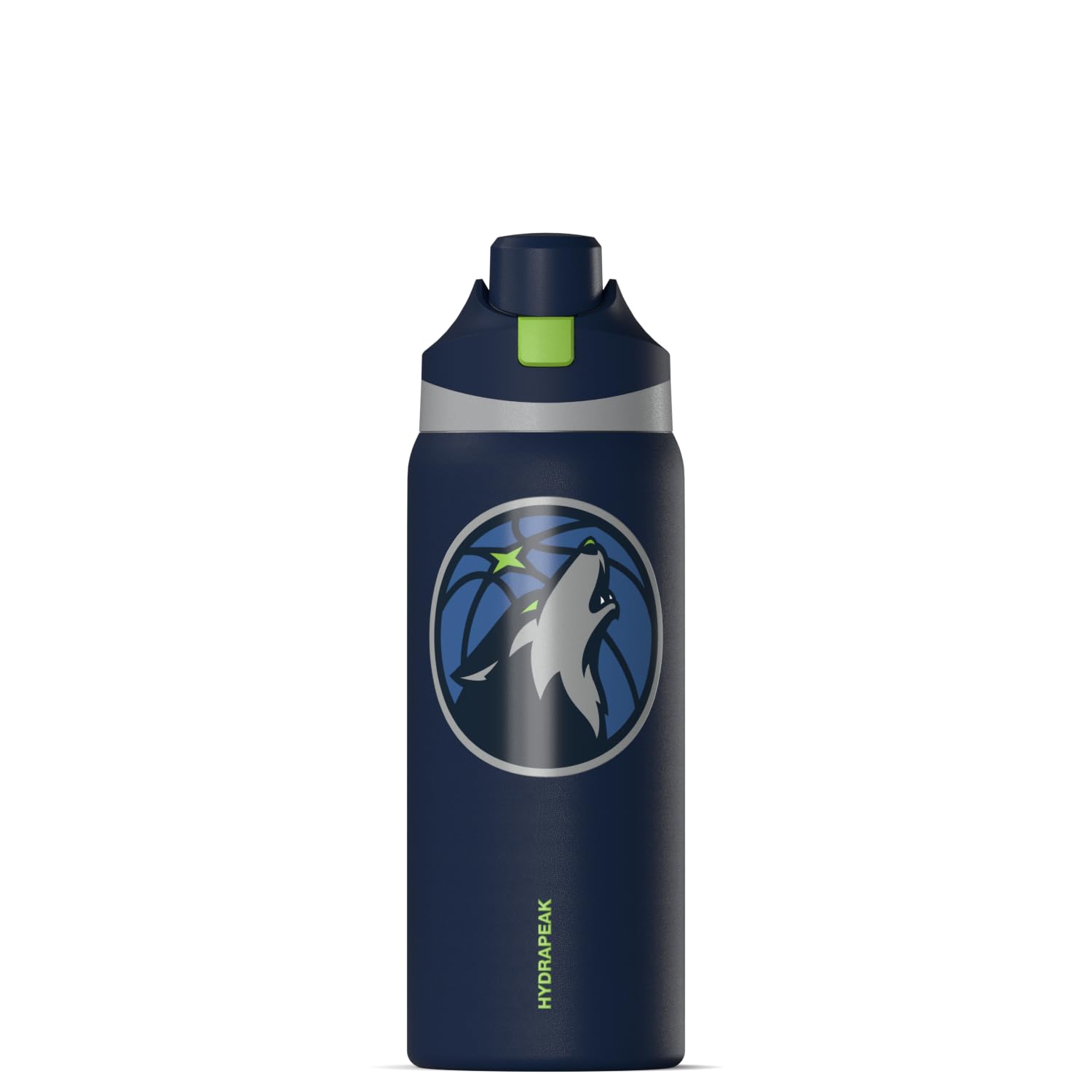 Hydrapeak Officially Licensed NBA Minnesota Timberwolves Oasis 32oz Insulated Water Bottle with Push Button Chug Lid & Handle, Leakproof Stainless Steel Sports Bottle for Gym, Travel & Game Day