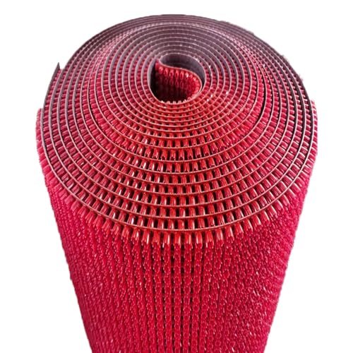 Image of YALISH Polyvinyl PVC Spike Entrance Door Mats for Home, Offices, Hotel Rooms Artificial Grass Turf Mat, Multiple, Textured Surface, Indoor Outdoor Use (RED - 2 X 2 FT / 60 X 60 CM)