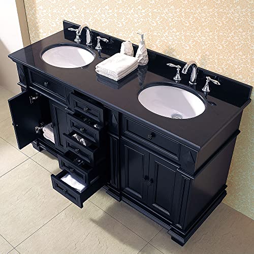 Miseno Mves60 Miseno Mves60 60" Free Standing Vanity Set With Cabinet, Granite Vanity Top, Two Undermount Sinks And Widespread Faucet Holes #TOP2