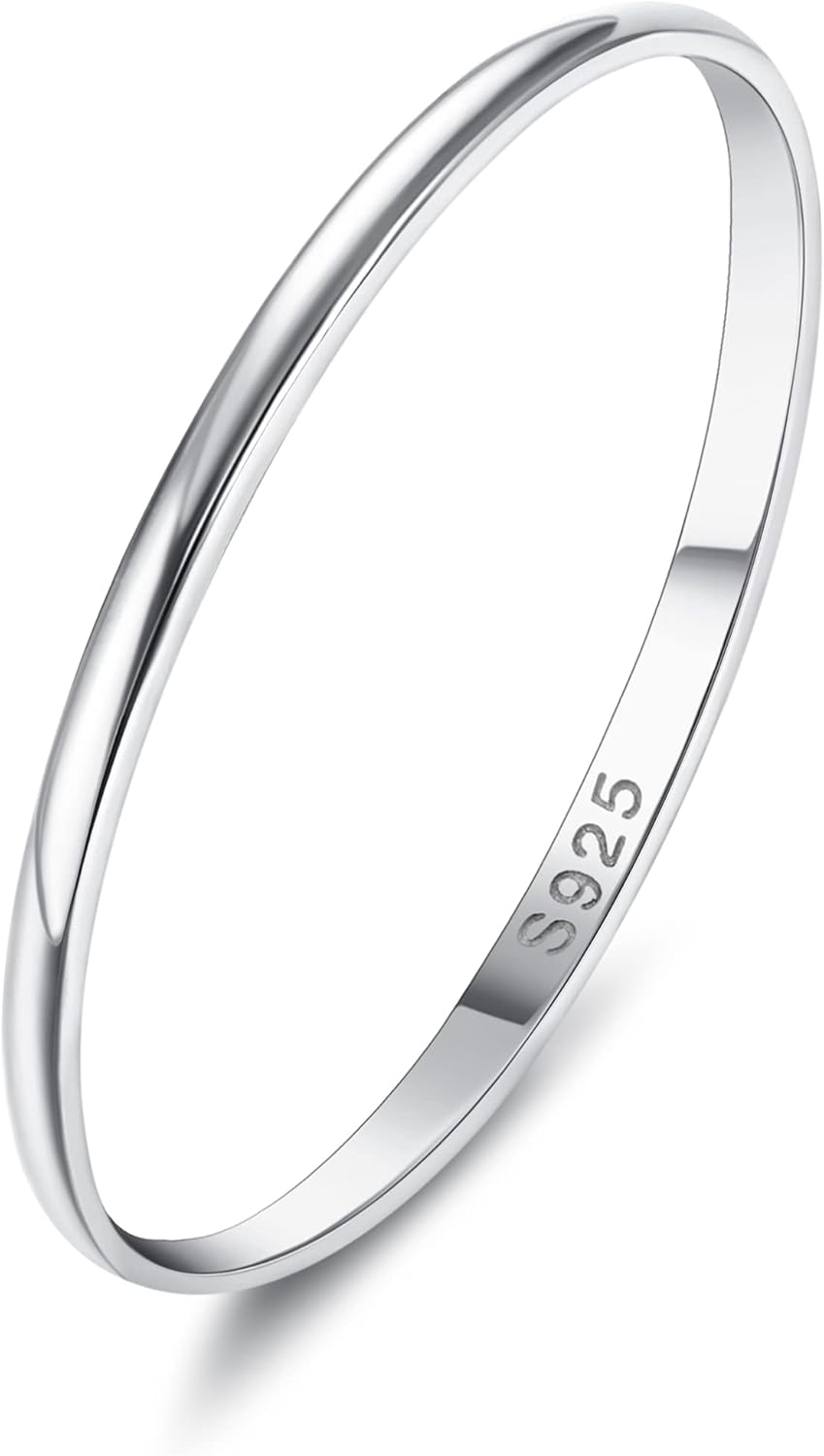 MILACOLATO 925 Sterling Silver Ring for Women Men High Polished Plain Stackable Thumb Rings Tarnish Resistant Wedding Band Ring Comfort Fit Size 4 to 12, 1mm 2mm 3mm 4mm 5mm 6mm