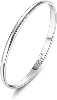 Milacolato 925 Sterling Silver Stackable Rings for Women Men - Tarnish Resistant Thumb Wedding Bands, Comfort Fit Sizes 4-12, 1-6mm Width