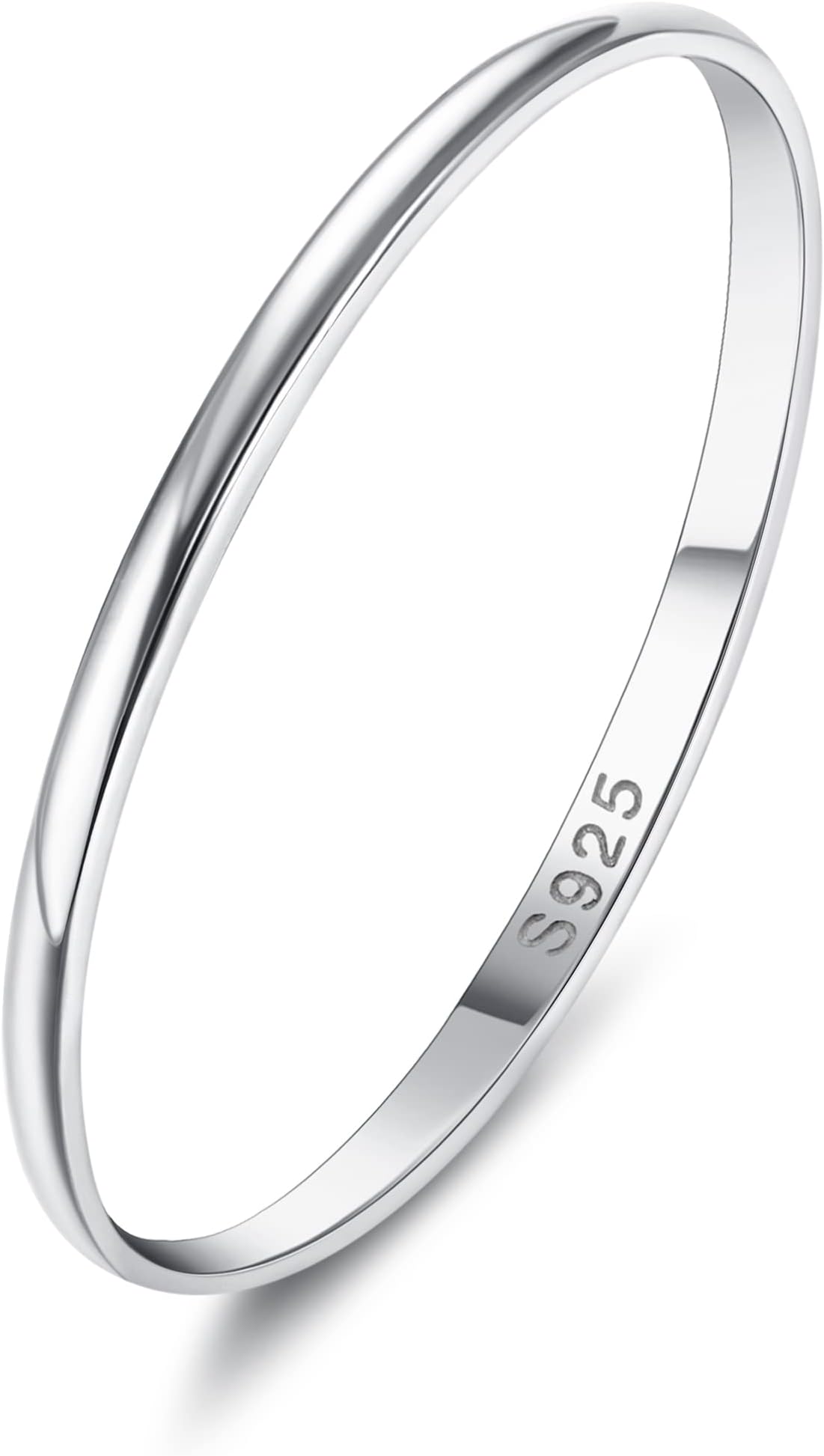 925 Sterling Silver Ring for Women Men High Polished Plain Stackable Thumb Rings Tarnish Resistant Wedding Band Ring Comfort Fit Size 4 to 12, 1mm 2mm 3mm 4mm 5mm 6mm