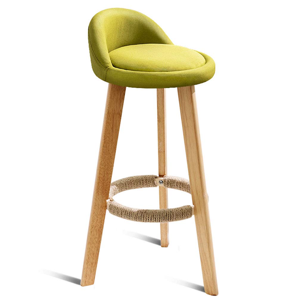 Tabourets de bar en lin gris et crème avec pieds en bois massif hauteur 70cm