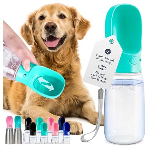 [Upgraded Bigger Capacity] MalsiPree Dog Water Bottle, Leak Proof Portable Puppy Water Dispenser with Drinking Feeder for Pets Outdoor Walking, Hiking, Travel, Food Grade Plastic (19oz, Blue)