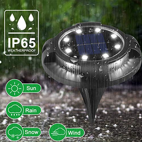 K.e.j. Solar Ground Lights Outdoor 12 Led Disk Lights Garden Lights Solar Powered Waterproof In-Ground Outdoor Landscape Lighting For Patio Pathway Lawn Yard Deck Driveway Walkway (12 Pack) #TOP4
