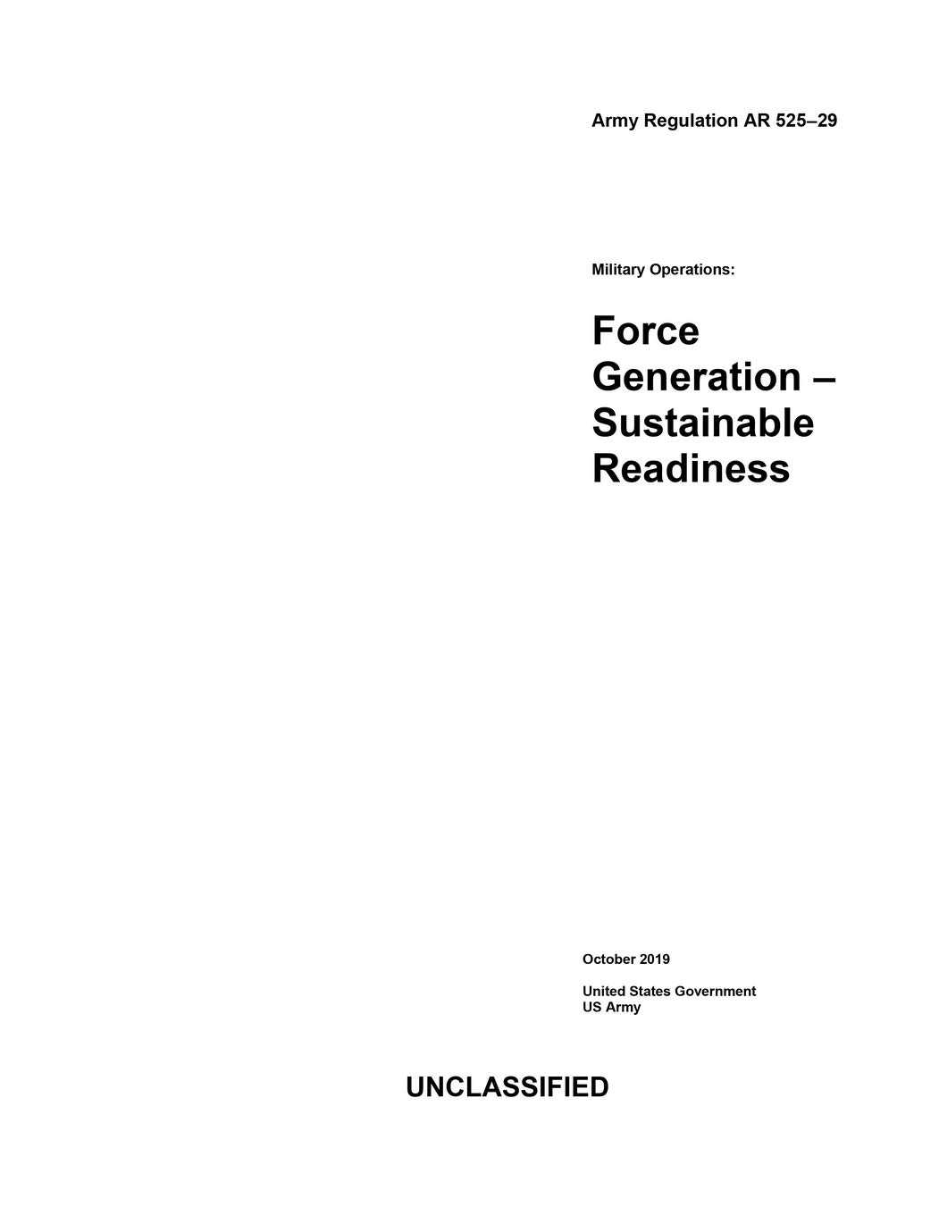 Amazon.com: Army Regulation AR 525-29 Military Operations: Force ...