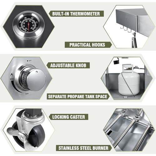 BESTFIRE 68,000 BTU 5+1 Burner Propane Grill - Stainless Steel BBQ with 647 sq in UPGRADED OIL-DRAIN Plates, Cast Iron Grates, Side Burner + FREE Food Clip for Outdoor Cooking