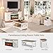 LUXOAK 3-Piece Farmhouse Living Room Table Sets, Includes 1 x Coffee Table, 2 x End Tables with Charging Station & USB Ports, Rustic Coffee Table Set of 3, Distressed White