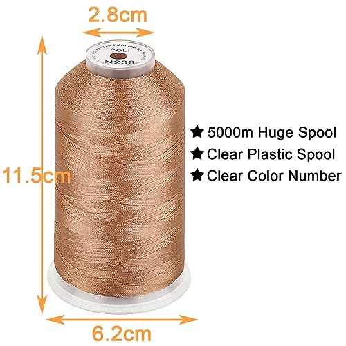 Image of New brothread - Single Huge Spool 5000M Each Polyester Embroidery Machine Thread 40WT for Commercial and Domestic Machines - Cinnamon(Janome Color)