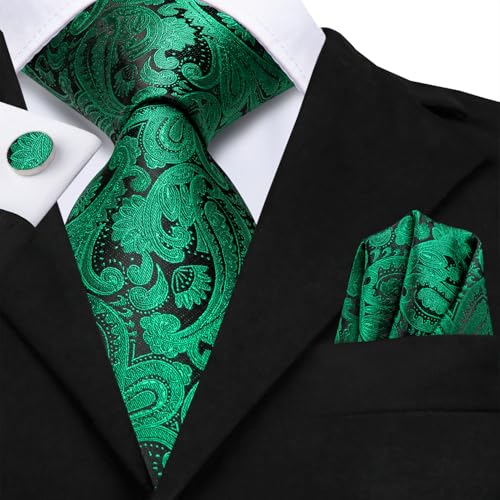 Image of Hi-Tie Mens 70inches Tie Set Extra Long Necktie for Men Cufflinks Handkerchief Big Tall Men Business Wedding