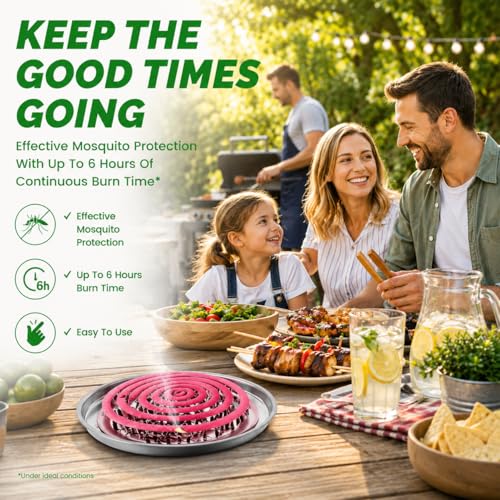 Image of Extra Strong Mosquito Repellent Coils, 28 Pack Large Outdoor Coils for Patios and Camping, DEET Free, Long Lasting 6 Hours Burning Time, Effective Outdoor Insect Bug Control for Backyard Fishing