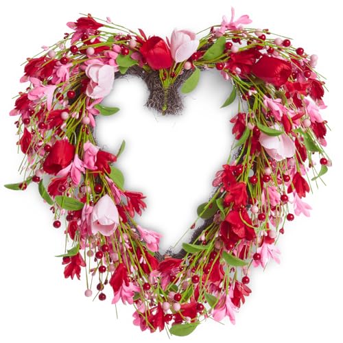 DN DECONATION Valentine's Day Decor Wreaths, Valentines Heart Shaped Wreath