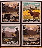 36' X 44' Panel Rocky Mountain National Parks 2 Posters Scenic Landscape Wildlife Nature Pillow Cotton Fabric Panel (D472.33)