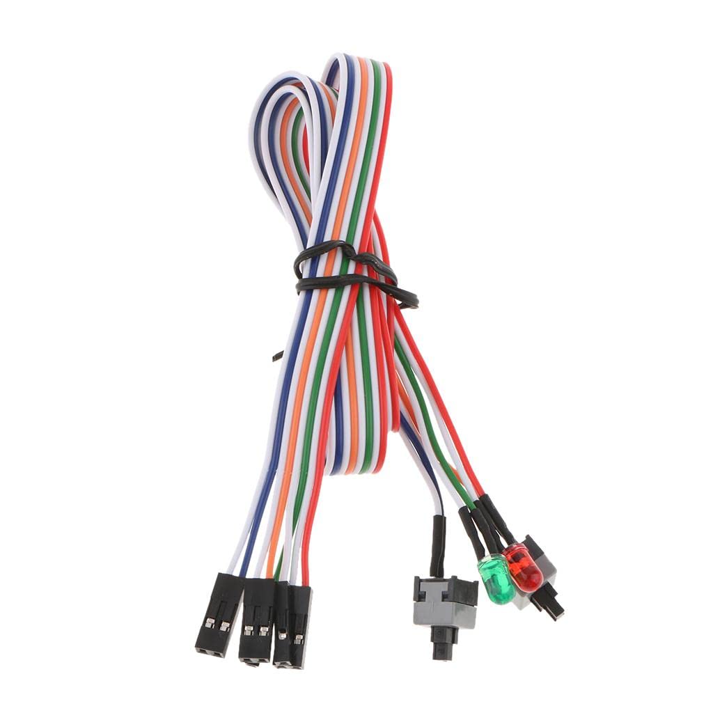 ELBME® 60Cm ATX Pc Desktop Case Power On Off Reset Switch Cable with 2 X Led Lights Collectibles-image-8