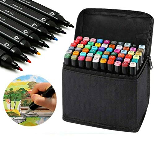 HanQix - Juego de 60 rotuladores de colores para estudiantes Manga Kunstler Sketch con bolsa de almacenamiento (60 colores)