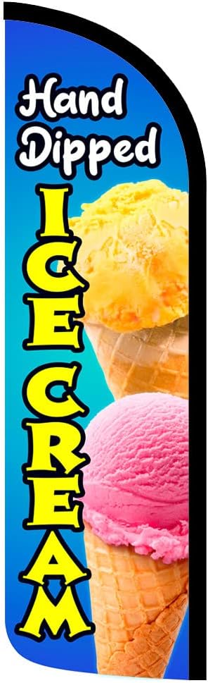 Hand Dipped Ice Cream Premium Windless Polyknit Feather Flag (3 x 11.5 feet)