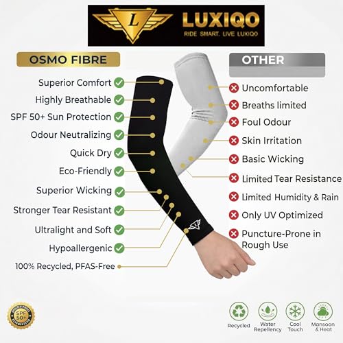 Image of Osmo Fibre Arm Sleeves - SPF 50+ UV Protection, Ultra-Soft Cooling Compression Fabric, Breathable & Odour-Resistant Sun Sleeves | Running, Cycling, Gym & Outdoor Sports