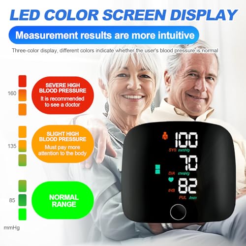 Misuratore di Pressione da Polso, Misuratore Pressione LCD Digitale, Automatico di Pressione Sanguigna del Polso del Monitor di Battimento di Cuore Frequenza di Polso, 2 * 99 Letture - Nero - 4